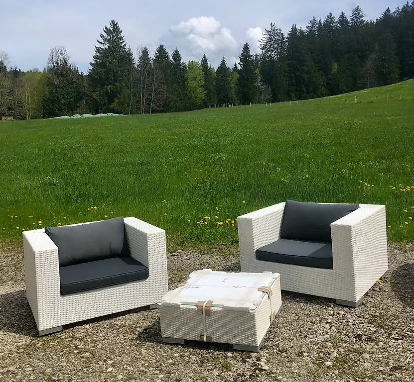 Loungesessel 2Stk.inkl Tisch mit Glasplatte