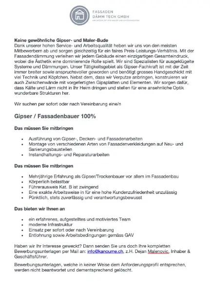 Hilfsgipser / Trockenbauer 100%