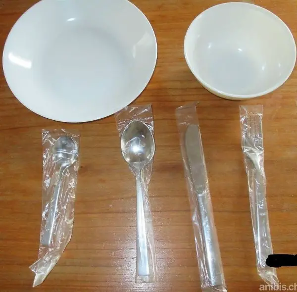 Post PTT Teller, Gabel, Messer Löffel, Tischgedeck Besteck