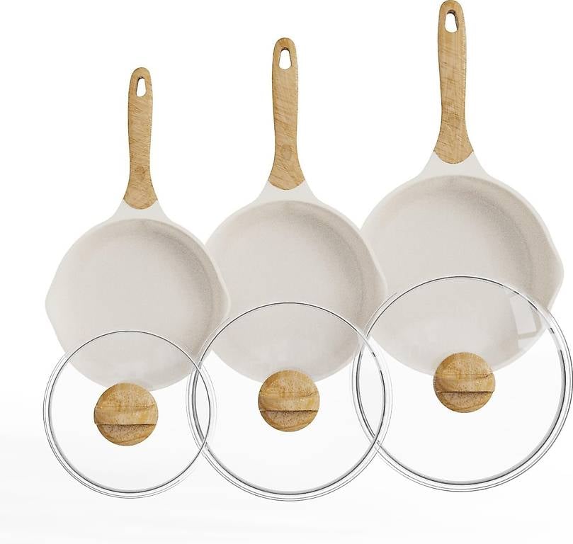 JEETEE Pfannenset 6 Teiliges Mit Glasabdeckung, Bratpfanne s