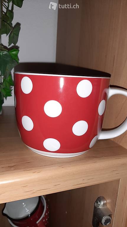jumbo kaffee becher rot weiss punkte