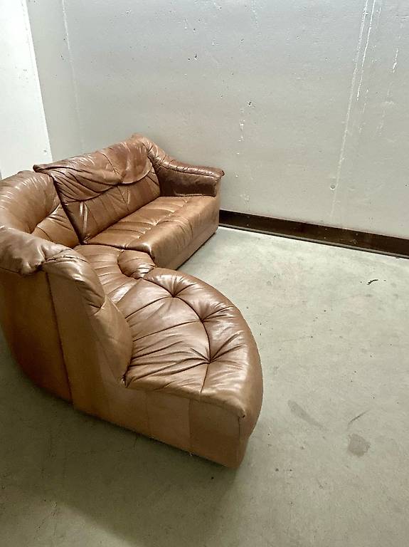 Vintage Leder Ecksofa, modulares Design