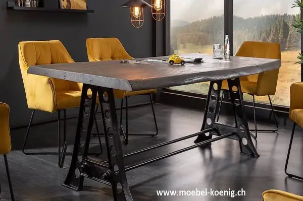  Industrial Esstisch IMPERIA 220cm Akazie grau sandgestrahlt
