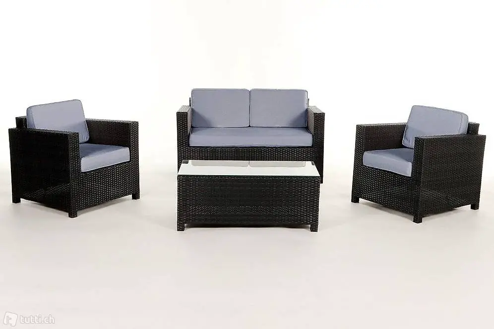  Rattan Gartensofa - Farbvariante blau
