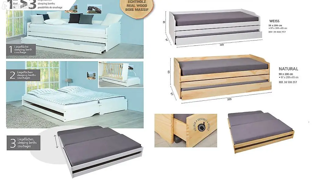  Funktionsbett 3 Liegeplätze Sofabett 2 Farben