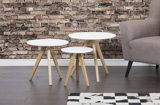  Couchtisch Weiss, Beistelltisch, 3er Set - VEGAS