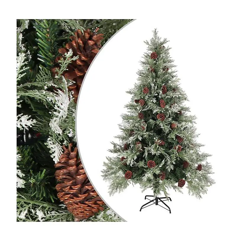 Weihnachtsbaum mit Zapfen Grün und Weiss 120 cm PVC & PE