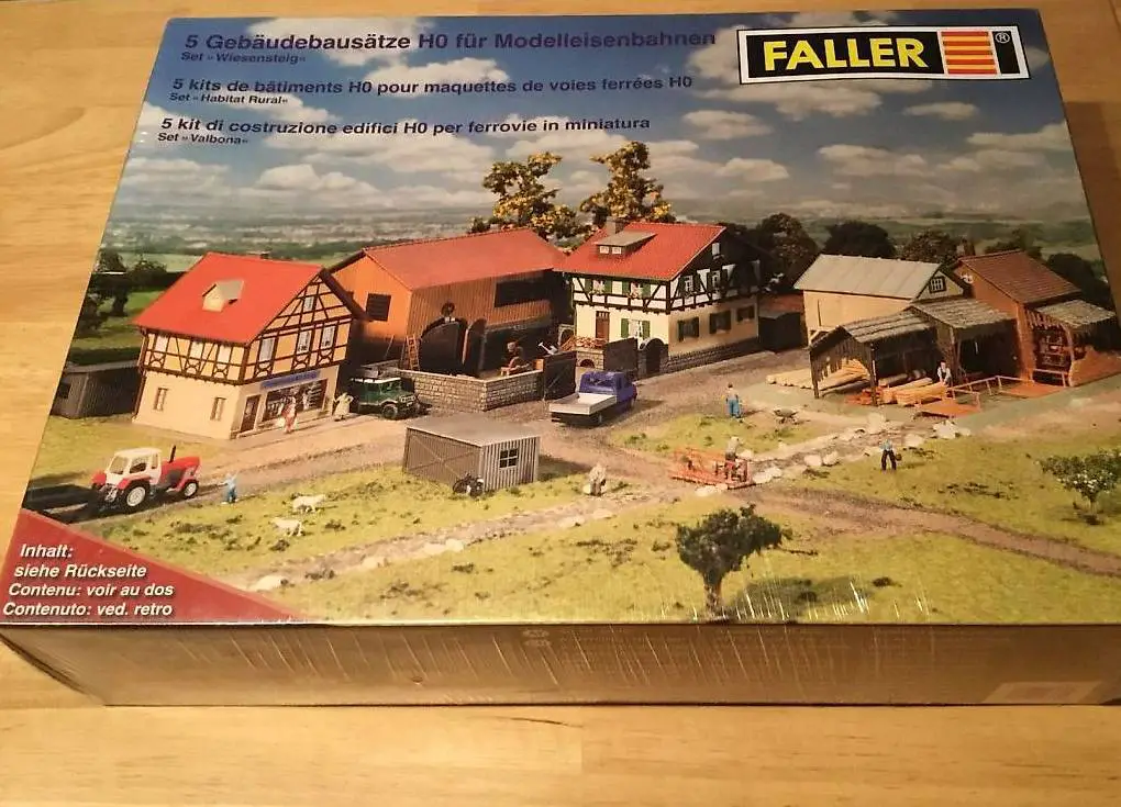Faller H0 5 Bausätze mit Bauernhof, Ladengeschäft, Sägemühle
