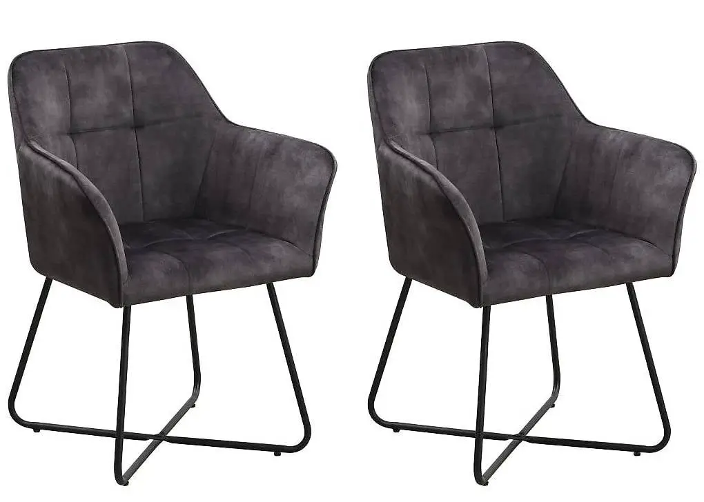 Esszimmerstuhl Samt LENA anthrazit 2er Set