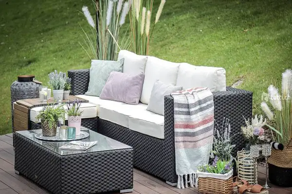 Neu Rattan Lounge Bianca schwarz -