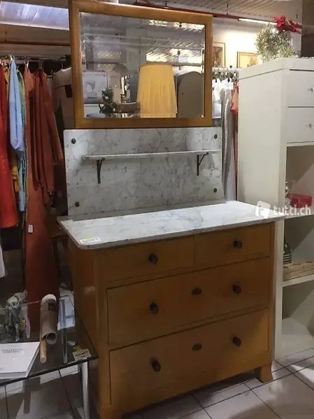  2tlg Waschkommode / Aufsatzkommode Marmorplatte