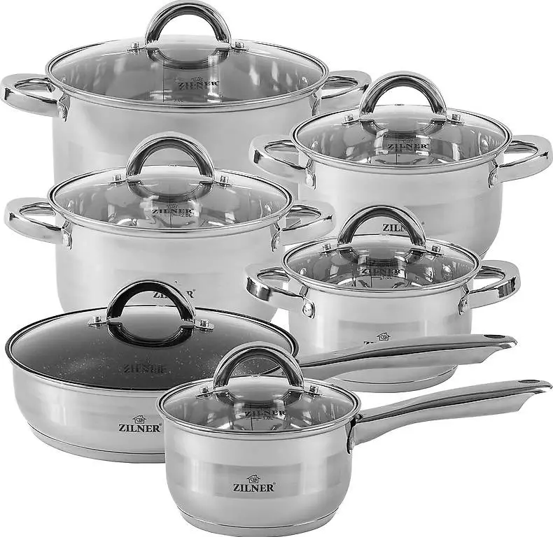 ZILNER Topfset Edelstahl Induktion 6-teilig, Topf und Pfanne