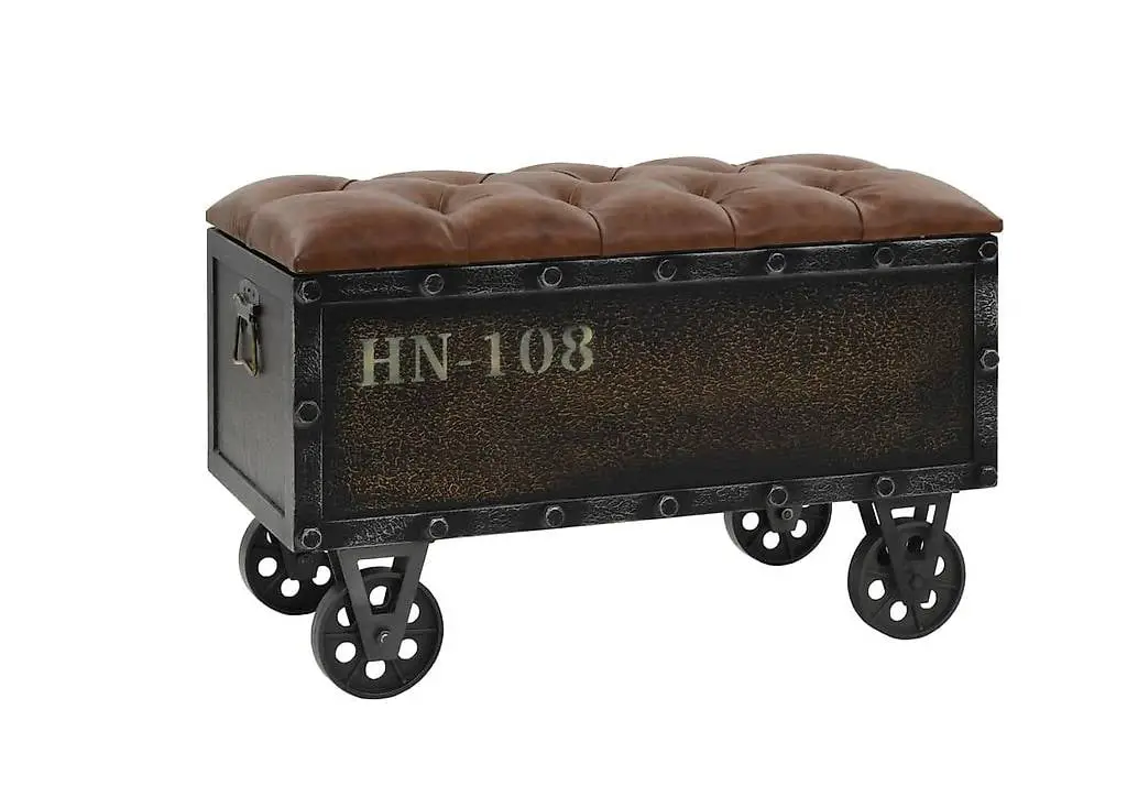 Aufbewahrungsbank Massivholz Kunstleder 80,5x41x50 cm