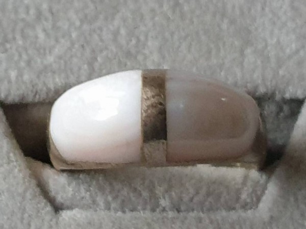  Fingerring mit zwei Einsätzen im Perlmutt Luk Silber 925