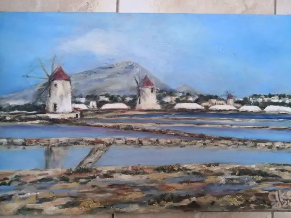 Salinen von Marsala mit Erice