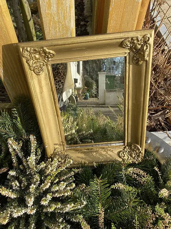 antiker Goldspiegel rechteckig 27x35 cm
