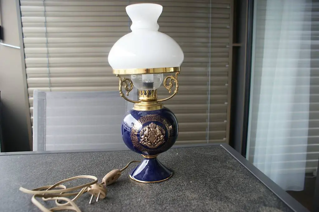 Art - Deco Porzellan Französische Vintage Tischlampe