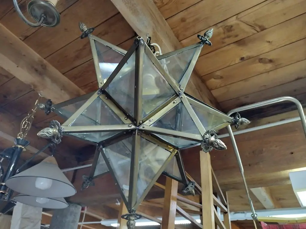 Antike Vintage Messing Stern Deckenlampe