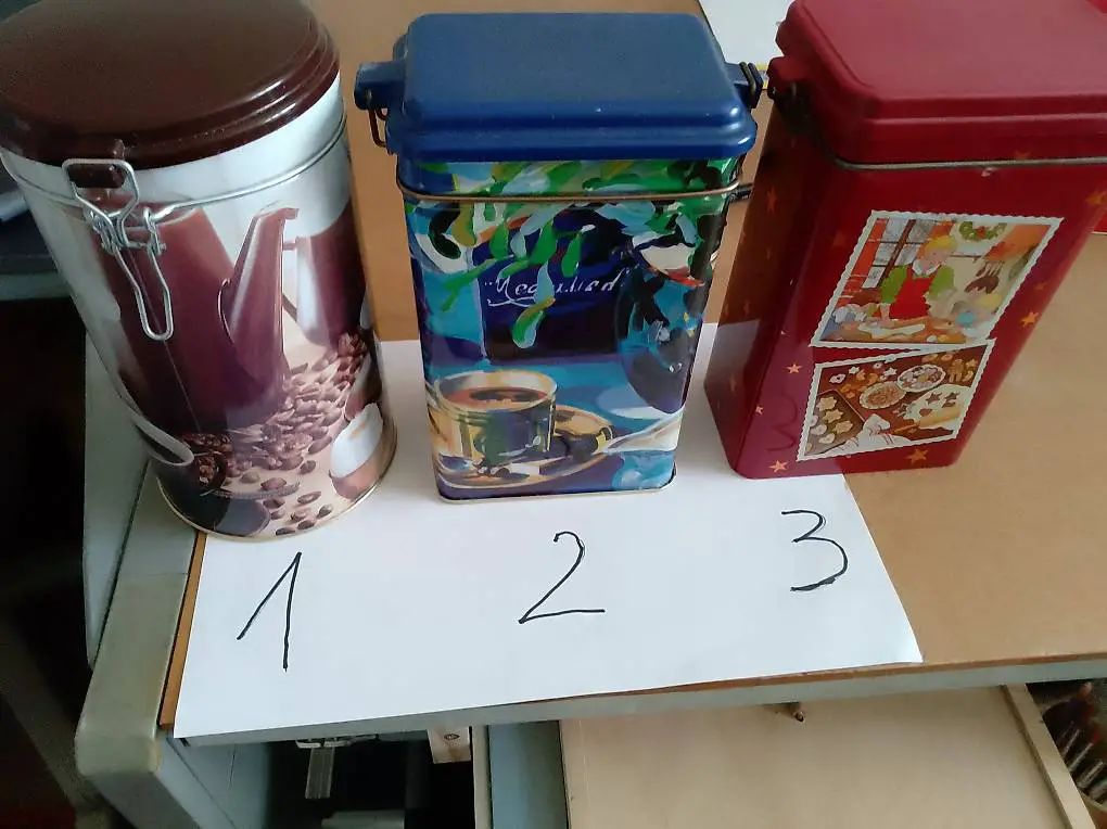 Kaffee-, Knäck-, Spaghetti, Guetsli Dosen, Shaker us
