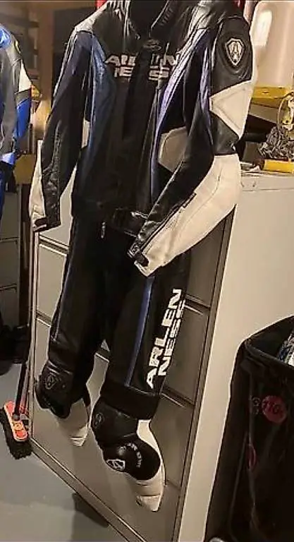 Lederkombi Motorrad Schwarz Blau Weiss