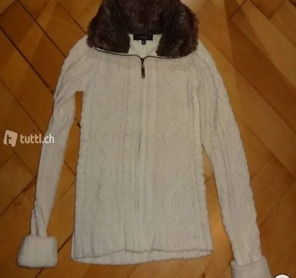 Wunderschöne kuschlige weisse Strickjacke von Amisu Gr S