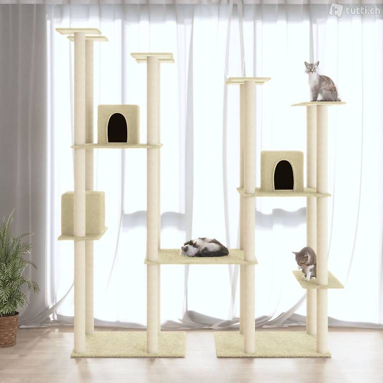  Kratzbaum mit Sisal-Kratzsäulen Creme 174 cm