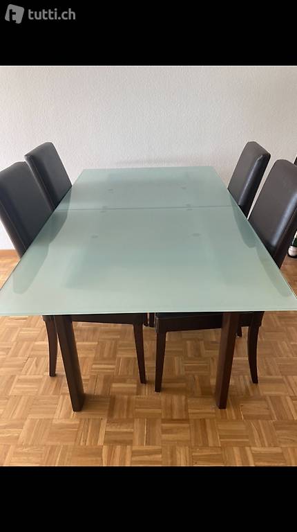Glastisch + Stühle