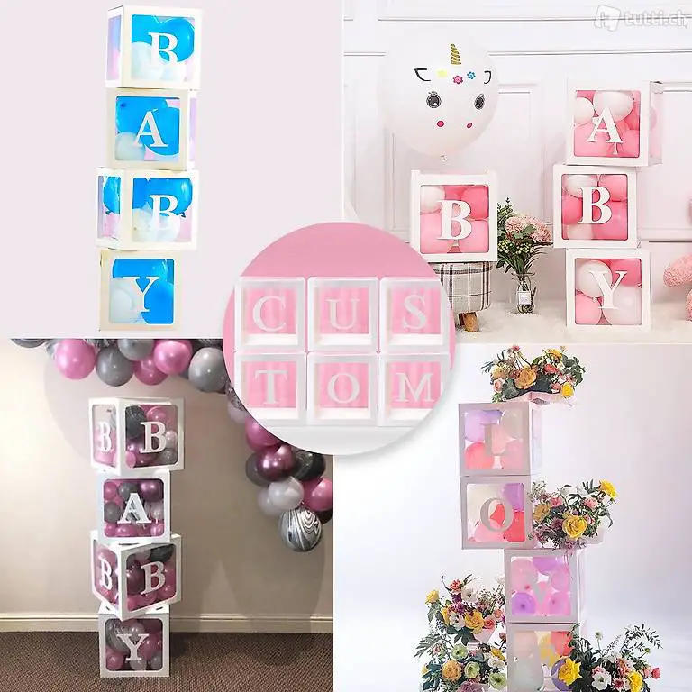 Ballon Box Weiss Transparent Baby Shower Dusche Geburtstag