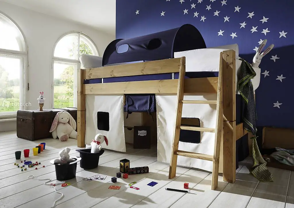  Tobykids Halbhochbett 90 x 200 cm Kiefer oder Buche geölt