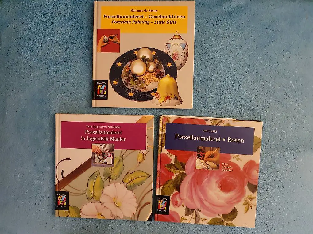 Porzellanmalerei (3 Bücher) Jugenstil, Rosen etc.