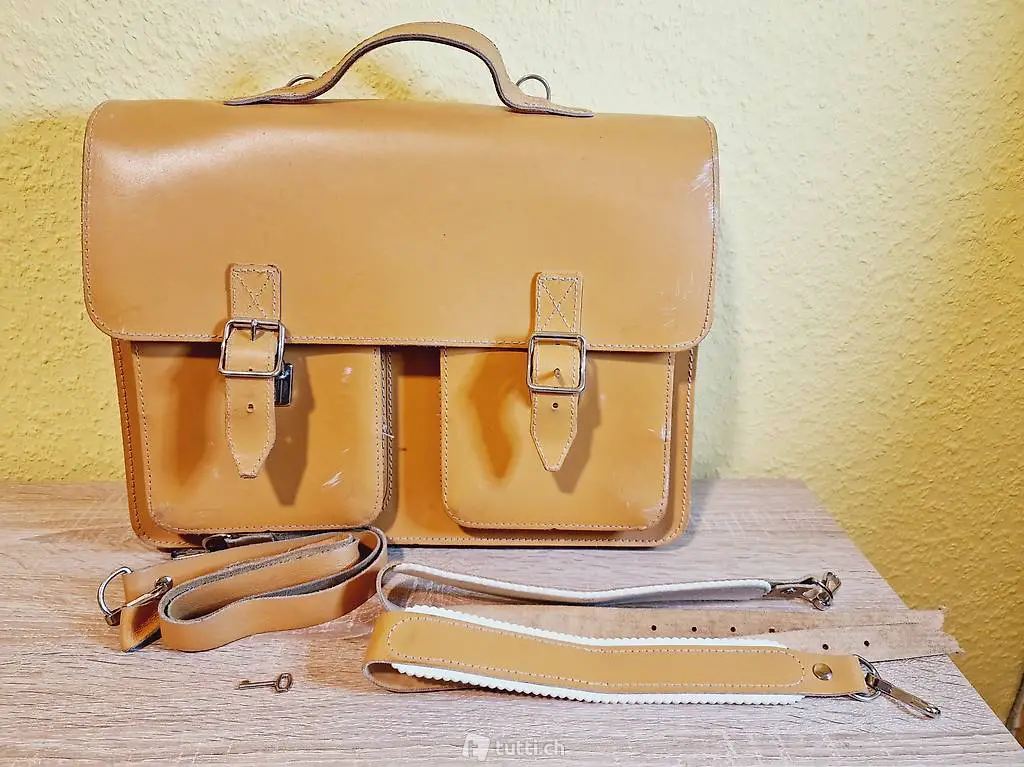 LEHRER TASCHE Leder Schüler Tasche Retro Antik
