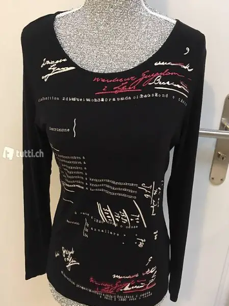 Leibchen Shirt Oberteil schwarz gemustert S/M