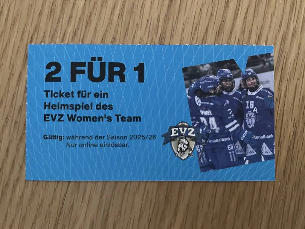 2 für 1 Ticket Heimspiel EVZ Womens Team