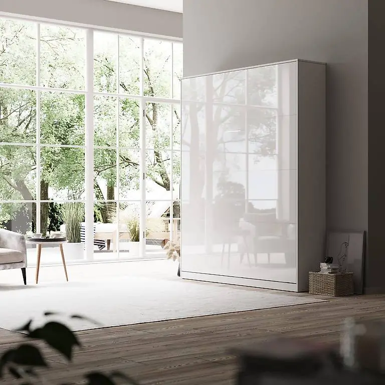 Schrankbett 160x200 HOCHGLANZ VERTIKAL mit Gasdruckfedern