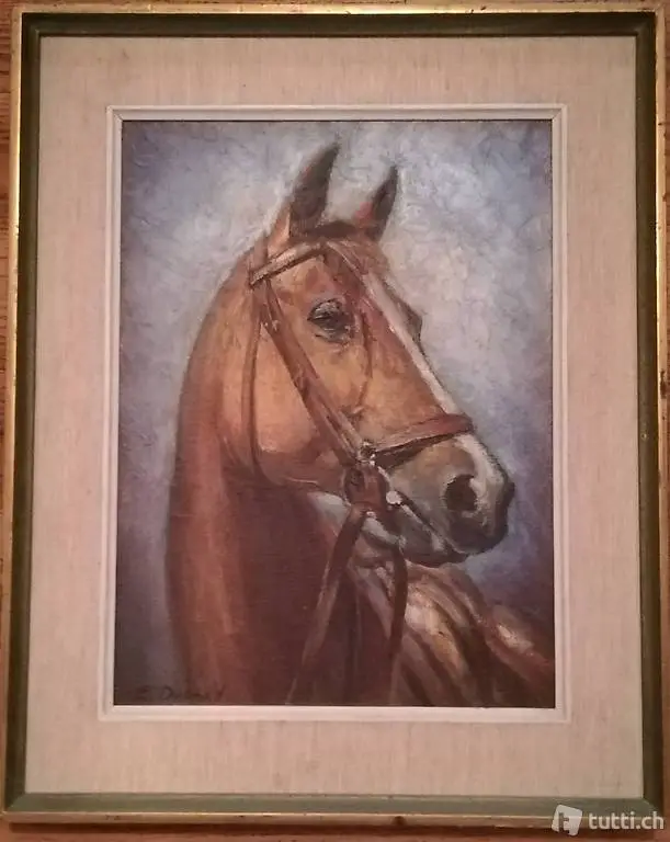 Ölgemälde Pferdekopf von E. Ducret