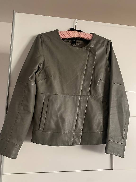 Mango lammleder graue jacke