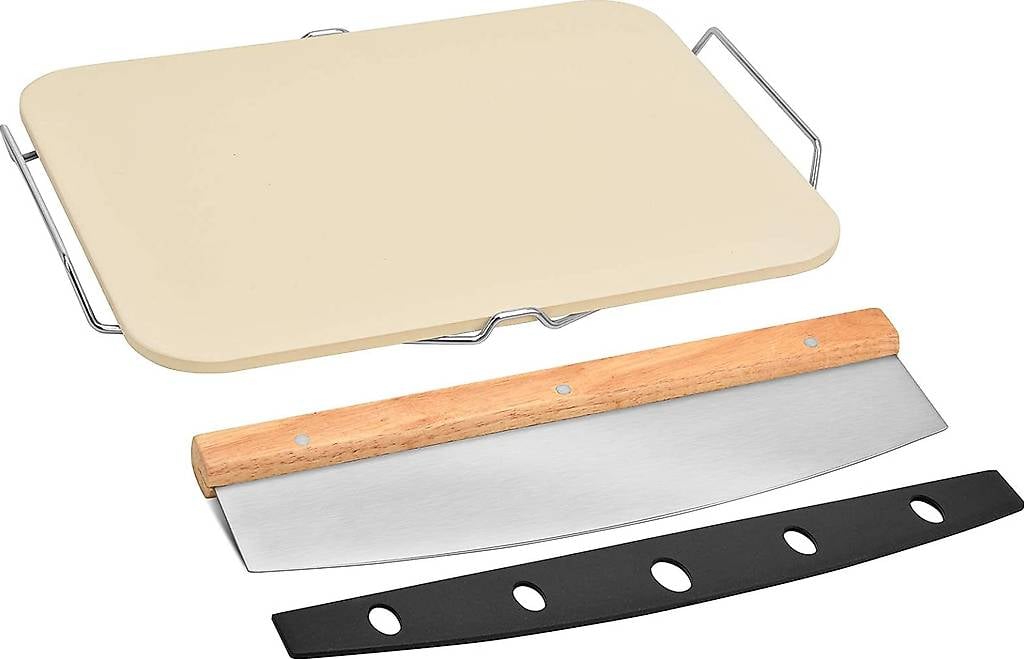 Pizzastein für Backofen & Gasgrill inkl.Pizzaschneider