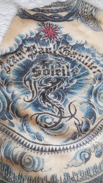 RARITÄT: !Jean Paul Gaultier Soleil Tattoo Print Mesh Top