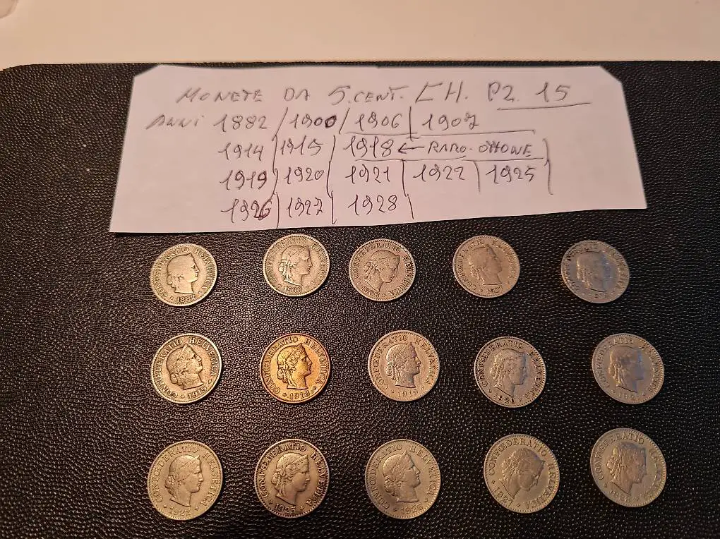 Pz 15, monete da 5 centesimi, Svizzera .