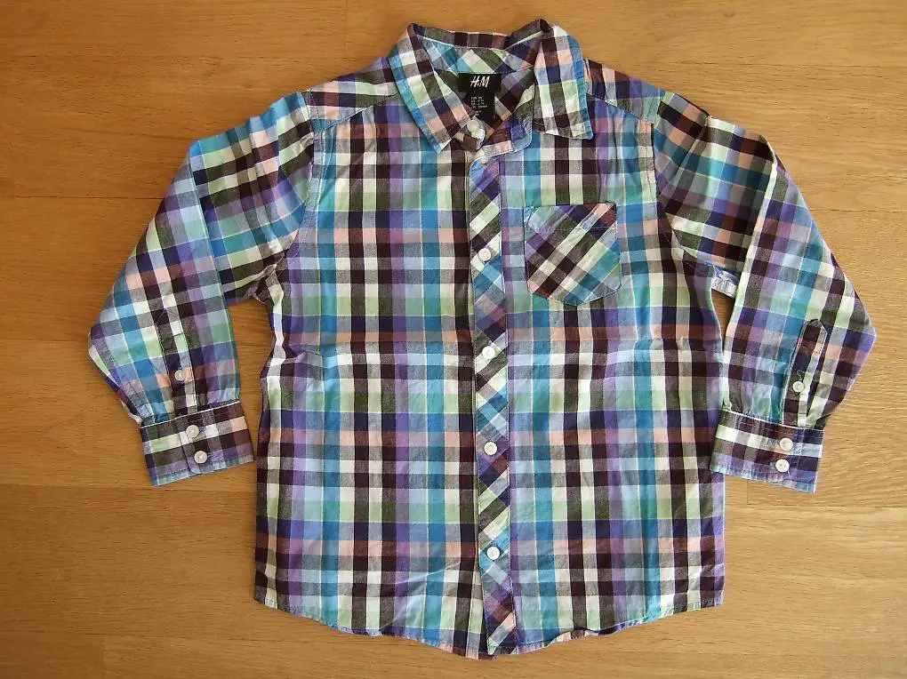 Karo-Hemd 61% BIO-Baumwolle - Grösse: 122cm, ca. 6/7-Jährige