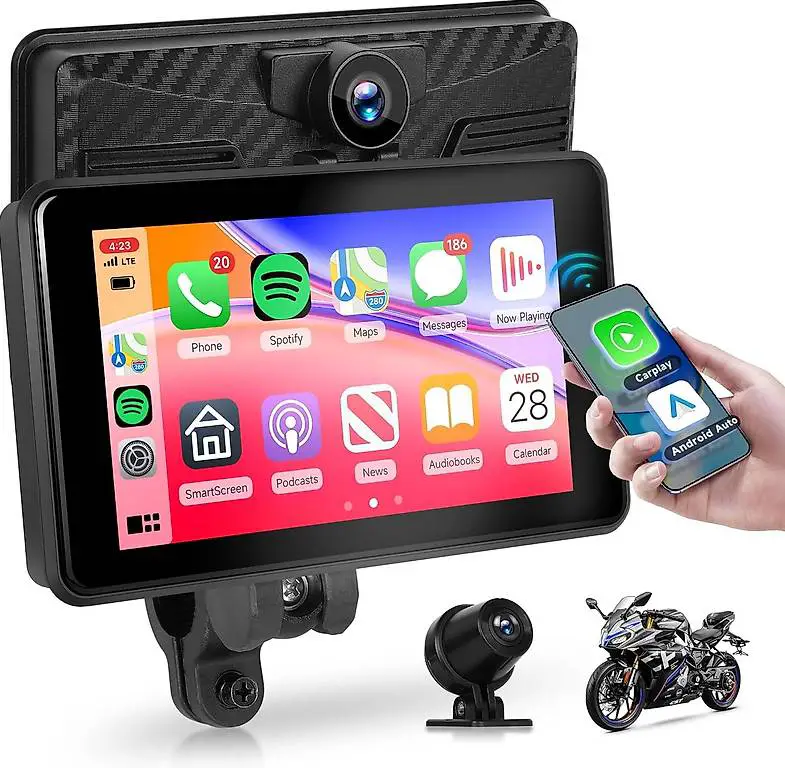 2025 Android Auto Wireless Carplay Monitor Motorrad mit Fron