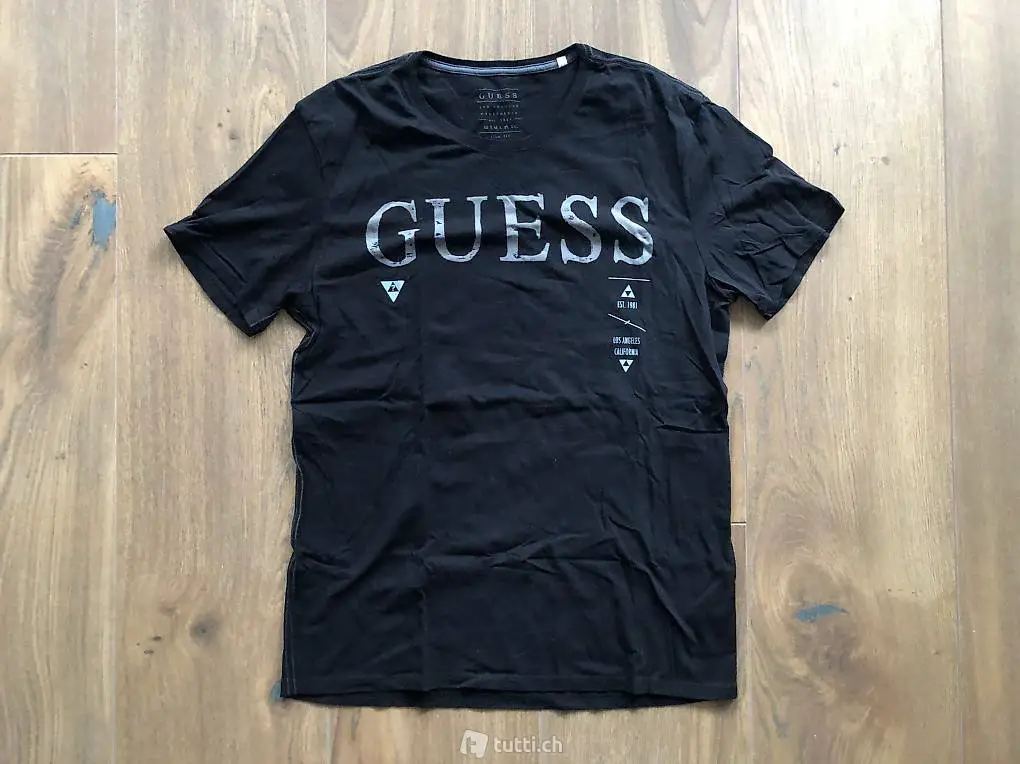 Neues GUESS Designer T-Shirt Schwarz Gr. XL