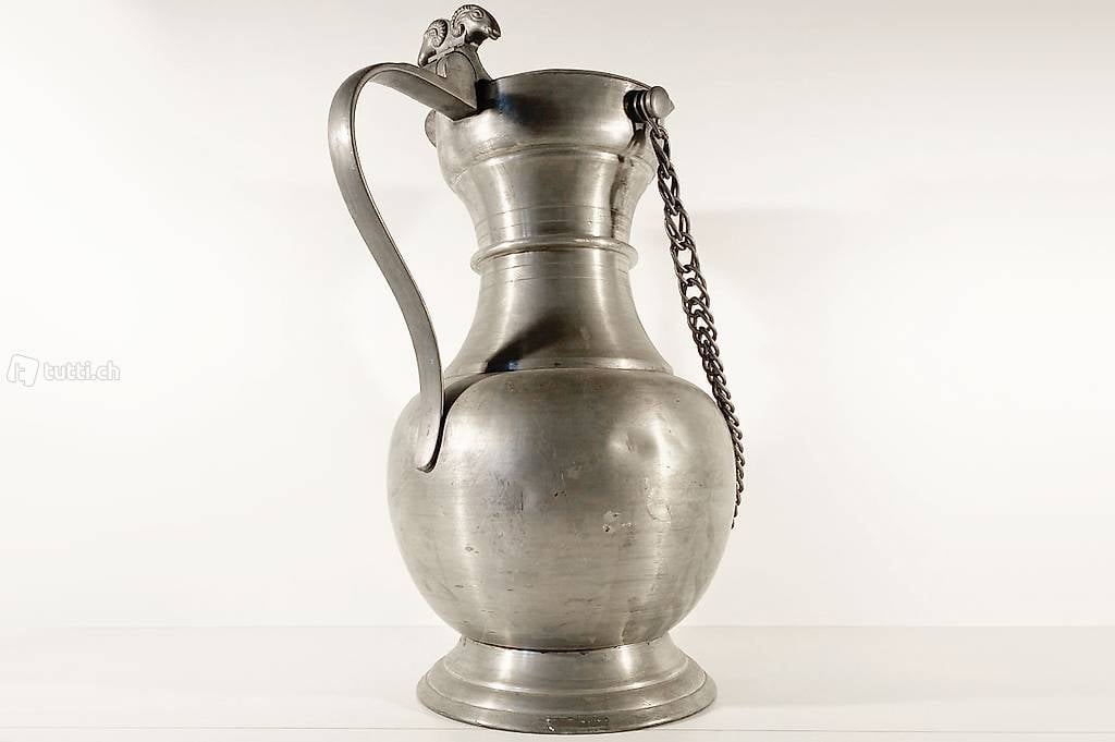  Riesige alte Walliser Zinnkanne 20 Liter