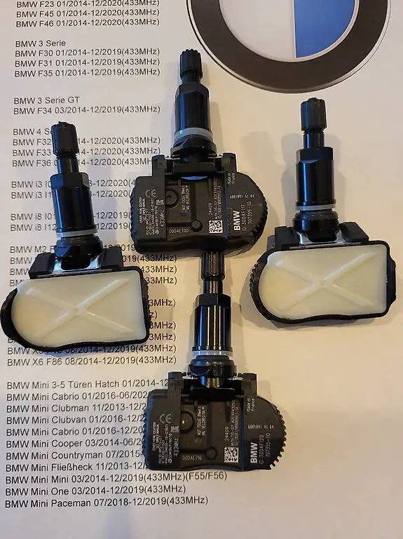 BMW 4 x Reifendrucksensor neu schwarz TPMS RDKS