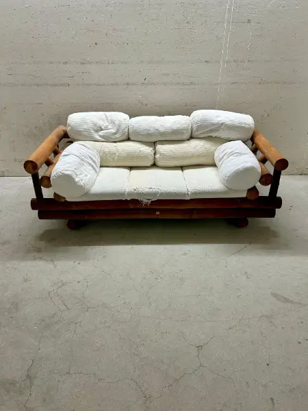 Skulpturales Bambus-Rattan-Sofa, 1970er Jahre