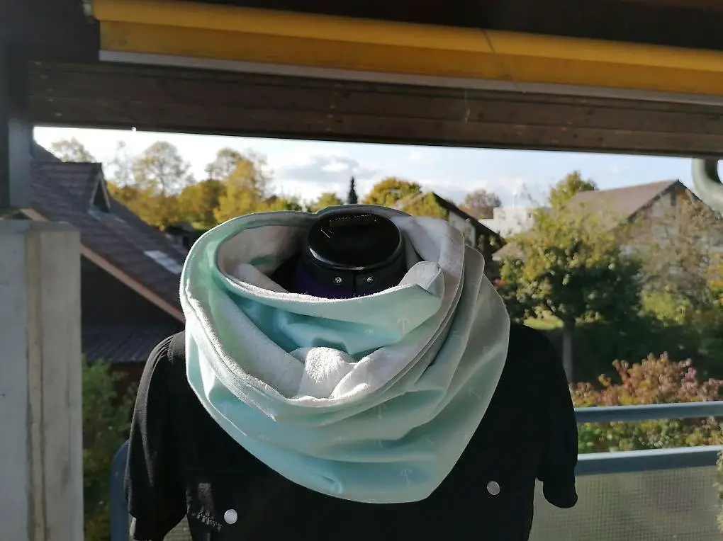 Loop Schal Anker mint weiss Baumwolle Jersey / unikat