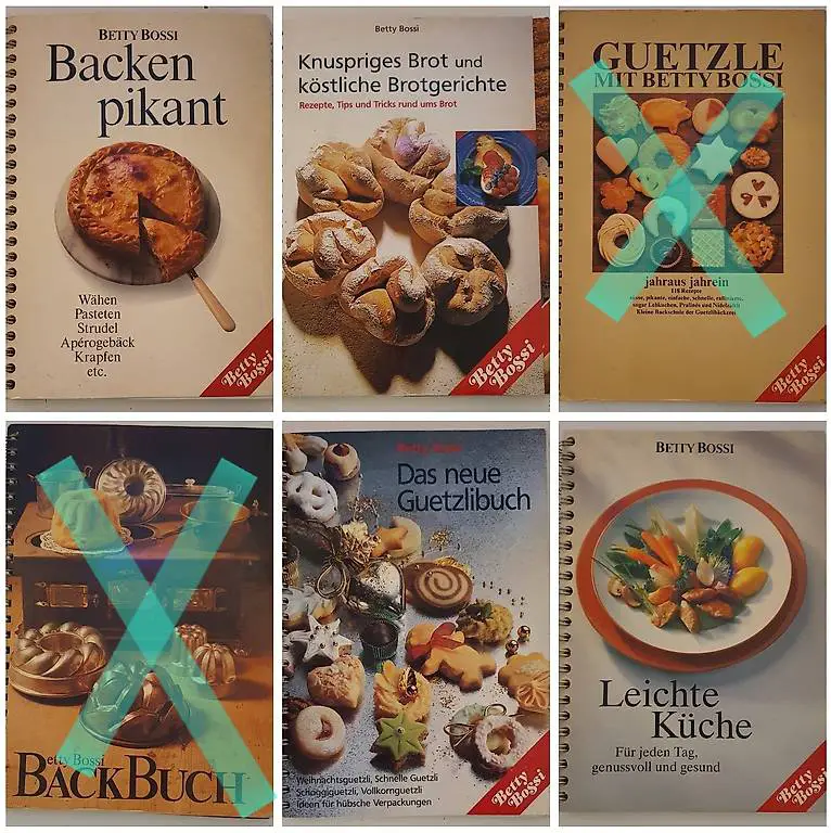 Diverse Betty Bossi-Kochbücher und eine Buchkassette