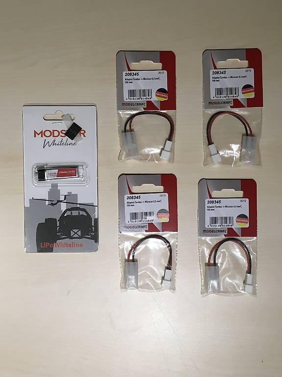 Lipo Akku 150mAh und 4 Modelcraft Akku Adapterkabel