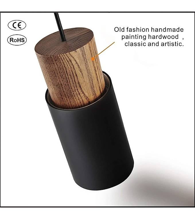 Pendelleuchte schwarz Holz