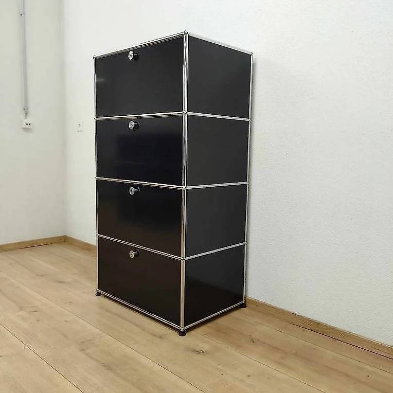 USM Haller Regal 1x4 Schwarz, 50 Tiefe